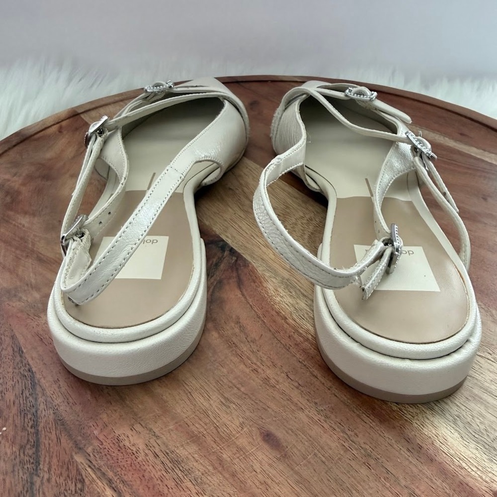 Dolce Vita Womens Ivory Pearl Leather Slingback Pointed Toe Buckle Flats Size 9 - Picture 8 of 12